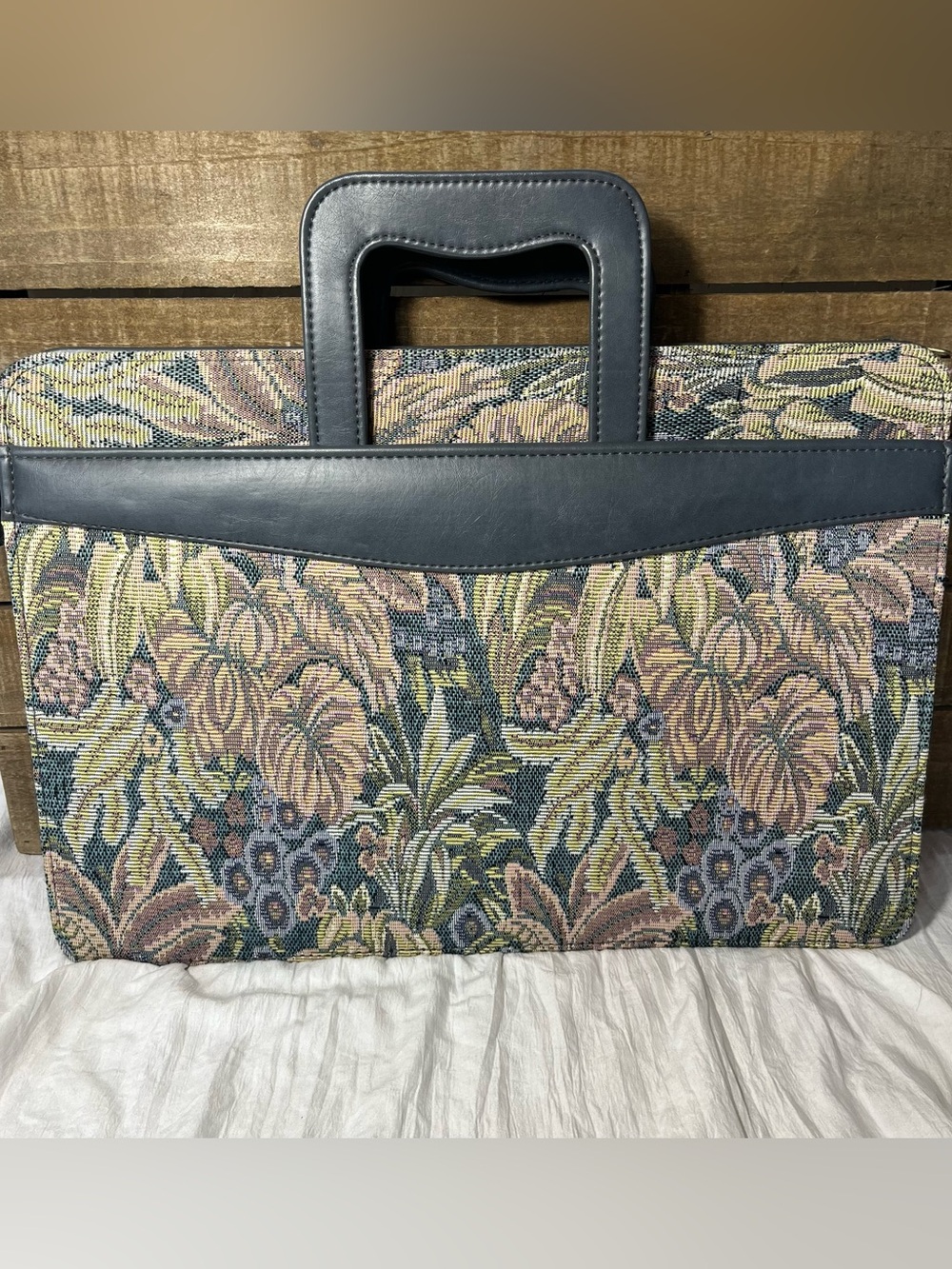 Vintage KL Collection Tapestry Briefcase Laptop Bag Grandmacore Dark Academia